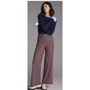 Maeve Plaid Wide Leg Pants - Red and White